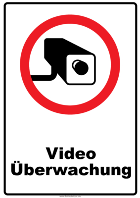 Schilder, Tafeln: Hinweisschild Video Überwachung. PDF Datei