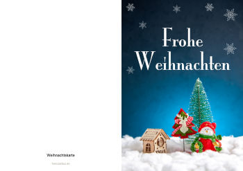 Grußkarten: Weihnachtskarte Foto 'Blau mit einem Tannenbaum'. PDF Datei
