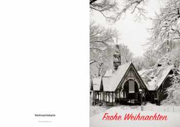 Grußkarten: Weihnachtskarte Foto 'Kirche und Winterlandschaft'. PDF Datei