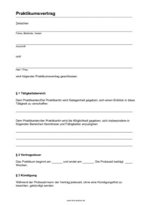 Personal, Bewerber: Praktikumsvertrag (PDF). PDF Datei