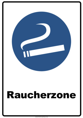 Schilder, Tafeln: Hinweisschild Raucherzone. PDF Datei