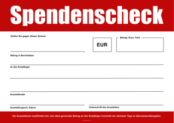 Finanzen: XXL Spendenscheck, klassisch (Rot, Weiß). PDF Datei