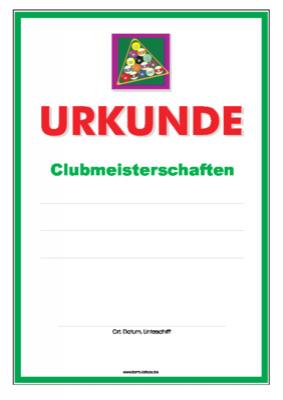 Urkunden Sportarten: Urkunde Billard, Clubmeisterschaften 3. PDF Datei