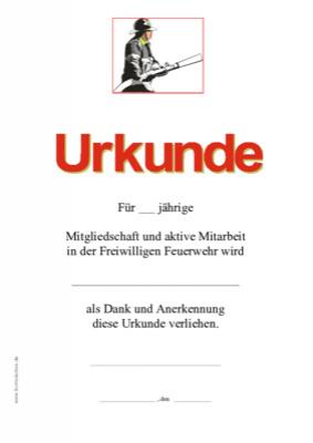 Urkunden Ehrung: Urkunde Freiwillige Feuerwehr. PDF Datei