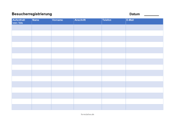 Gästeregistrierung, Besucherregistrierung (PDF) kostenlos herunterladen Gästeregistrierung, Besucherregistrierung (PDF)