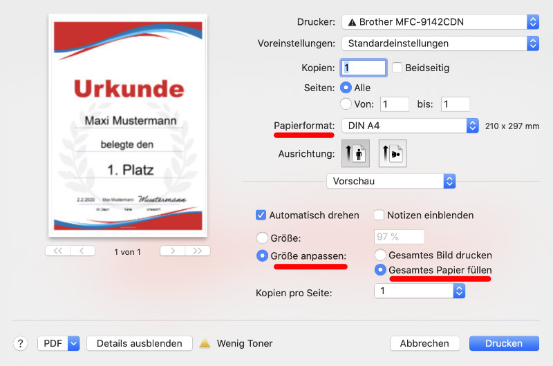 PDF-Datei mit macOS drucken