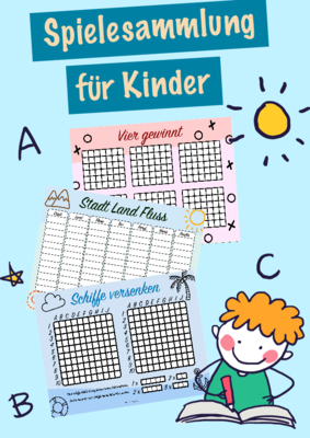 Spiele: Spielesammlung mit Stift und Papier für Kinder. PDF Datei