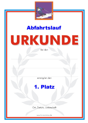 Abfahrtslauf Urkunden (51 Stck) - Das Set 'Abfahrtslauf' besteht aus Urkunden fr die Platzierung 1 bis 3.