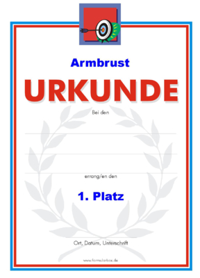 Urkunden Sportarten: Urkunde Armbrust. PNG Datei