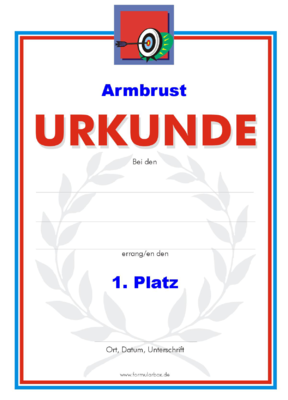 Armbrust Urkunden (51 Stck) - Das Set 'Armbrust' besteht aus Urkunden fr die Platzierung 1 bis 3.
