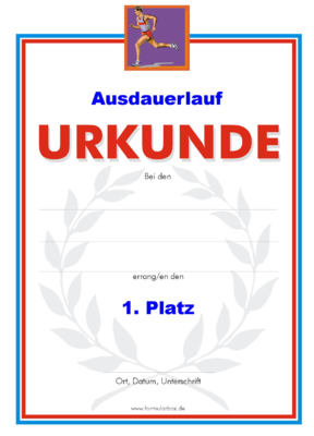 Ausdauerlauf Urkunden (51 Stck) - Das Set 'Ausdauerlauf' besteht aus Urkunden fr die Platzierung 1 bis 3.