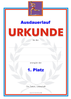 Ausdauerlauf Urkunden (51 Stück) - Das Set 'Ausdauerlauf' besteht aus Urkunden für die Platzierung 1 bis 3.