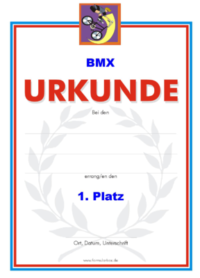 BMX Urkunden Set (51 Stck) - Das Set 'BMX' besteht aus Urkunden fr die Platzierung 1 bis 3.