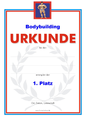 Bodybuilding Urkunden (51 Stck) - Das Set 'Bodybuilding' besteht aus Urkunden fr die Platzierung 1 bis 3.
