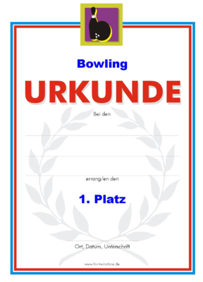 Bowling Urkunden, Kugel (51 Stck) - Das Set 'Bowling' besteht aus Urkunden (Kugel) fr die Platzierung 1 bis 3.