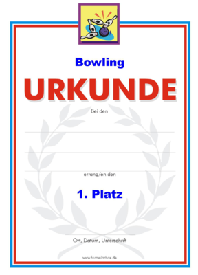 Bowling Urkunden, Strike (51 Stck) - Das Set 'Bowling' besteht aus Urkunden (Strike) fr die Platzierung 1 bis 3.