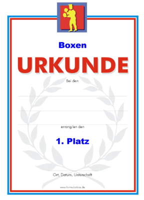 Urkunde Boxen 51 Boxen-Urkunden. Das Set Boxen besteht aus Urkunden für die Platzierung 1 bis 3.