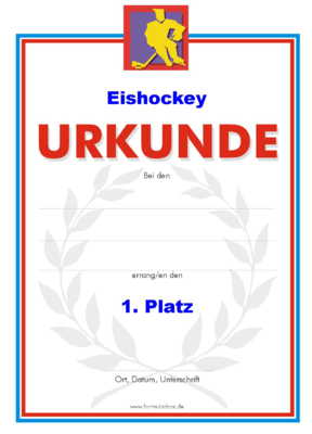 Urkunde Eishockey, Gelb 51 Eishockey-Urkunden. Das Set Eishockey - Gelb besteht aus Urkunden für die Platzierung 1 bis 3.