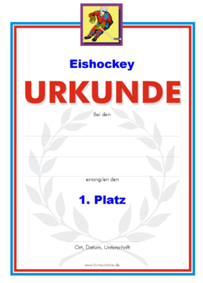Urkunden Sportarten: Urkunde Eishockey. PNG Datei