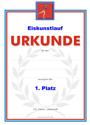 Urkunden Sportarten: Urkunde Eiskunstlauf. PNG Datei