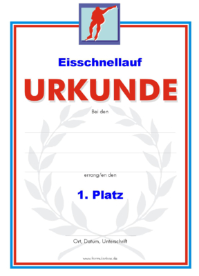 Urkunden Sportarten: Urkunde Eisschnellauf. PNG Datei