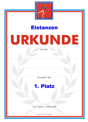 Urkunde Eistanzen 51 Eistanzen-Urkunden. Das Set Eistanzen besteht aus Urkunden für die Platzierung 1 bis 3.