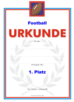Football Urkunden 1 (51 Stck) - Das Set 'Football 1' besteht aus Urkunden fr die Platzierung 1 bis 3.