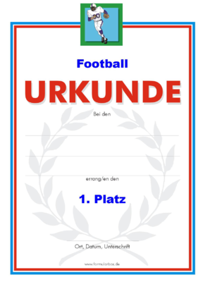 Football Urkunden 2 (51 Stck) - Das Set 'Football 2' besteht aus Urkunden fr die Platzierung 1 bis 3.