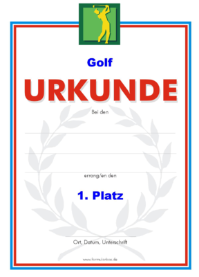 Golf Urkunden (51 Stck) - Das Set 'Golf' besteht aus Urkunden fr die Platzierung 1 bis 3.
