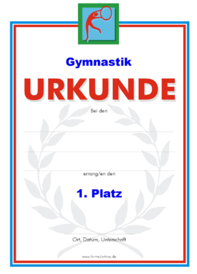 Urkunden Sportarten: Urkunde Gymnastik 2. PNG Datei