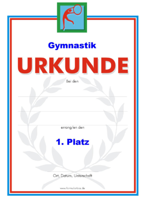 Urkunde Gymnastik 2 51 Gymnastik-Urkunden. Das Set Gymnastik 2 besteht aus Urkunden für die Platzierung 1 bis 3.