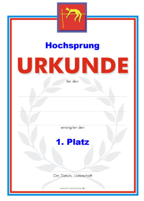 Urkunden Sportarten: Urkunde Hochsprung, Herren. PNG Datei