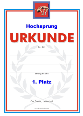 Hochsprung Urkunden, Damen (51 Stck) - Das Set 'Hochsprung Damen' besteht aus Urkunden fr die Platzierung 1 bis 3.