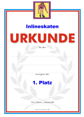 Urkunden Sportarten: Urkunde Inlineskaten. PNG Datei