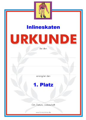 Inlineskaten Urkunden (51 Stck) - Das Set 'Inlineskaten' besteht aus Urkunden fr die Platzierung 1 bis 3.