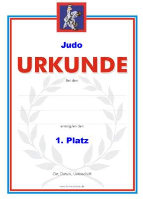 Urkunden Sportarten: Urkunde Judo. PNG Datei