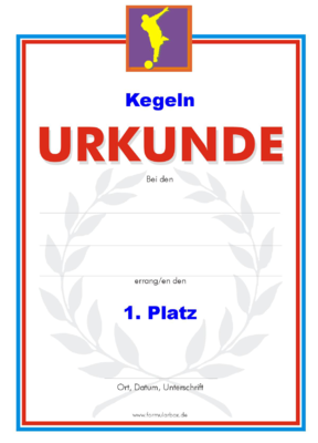 Kegeln Urkunden, Spieler (51 Stck) - Das Set 'Kegeln' besteht aus verschiedenen Urkunden fr die Platzierung 1 bis 3.
