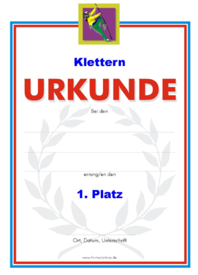 Klettern Urkunden (51 Stck) - Das Set 'Klettern' besteht aus Urkunden fr die Platzierung 1 bis 3.