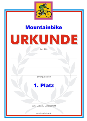 Mountainbike Urkunden (51 Stck) - Das Set 'Mountainbike' besteht aus Urkunden fr die Platzierung 1 bis 3.