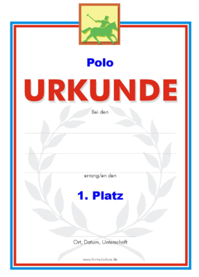 Urkunden Sportarten: Urkunde Polo. PNG Datei