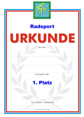 Radsport Urkunden (51 Stck) - Das Set 'Radsport' besteht aus Urkunden fr die Platzierung 1 bis 3.