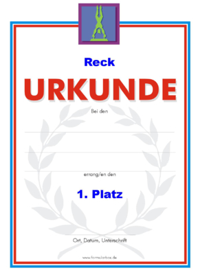 Urkunden Sportarten: Urkunde Reck. PNG Datei