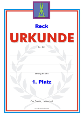 Reck Urkunden (51 Stck) - Das Set 'Reck' besteht aus Urkunden fr die Platzierung 1 bis 3.