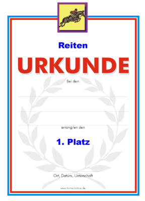 Reiten Urkunden, Springen (51 Stck) - Das Set 'Reiten - Springen' besteht aus Urkunden fr die Platzierung 1 bis 3.