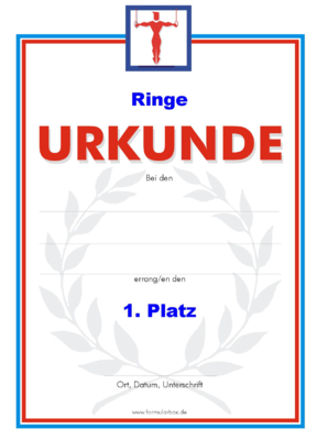 Urkunde Ringe 51 Ringe-Urkunden. Das Set Ringe besteht aus Urkunden für die Platzierung 1 bis 3.