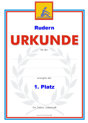 Urkunden Sportarten: Urkunde Rudern. PNG Datei