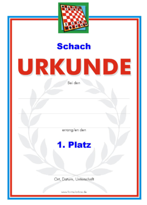 Urkunden Sportarten: Urkunde Schach. PNG Datei