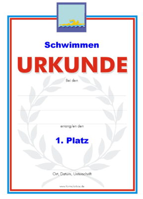 Schwimmen Urkunden (51 Stck) - Das Set 'Schwimmen' besteht aus Urkunden fr die Platzierung 1 bis 3.