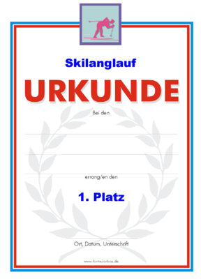 Urkunden Sportarten: Urkunde Skilanglauf. PNG Datei