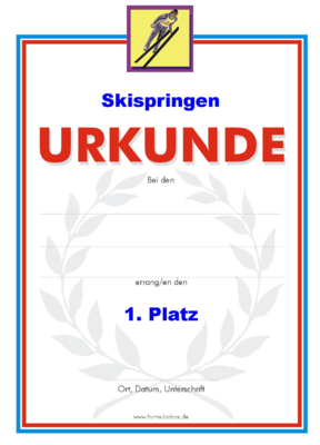Urkunde Skispringen 1 51 Skispringen-Urkunden. Das Set Skispringen 1 besteht aus Urkunden für die Platzierung 1 bis 3.